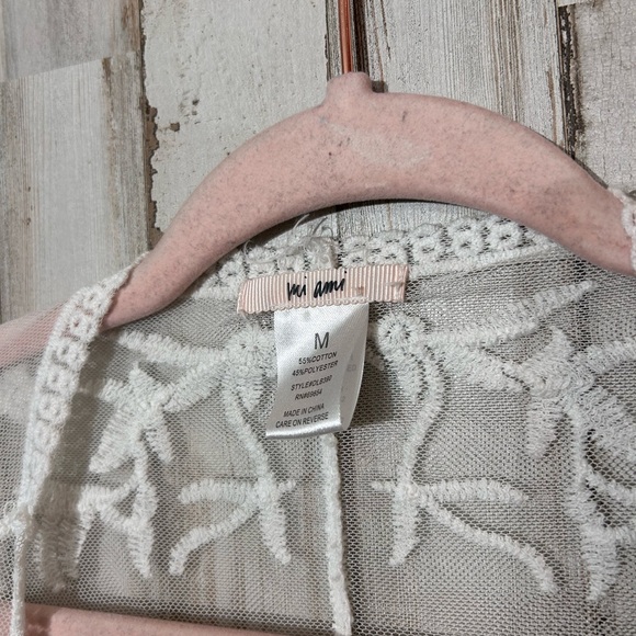 White Floral Lace Sheer Kimono Duster Cardigan Boho Festival Medium - Picture 4 of 5